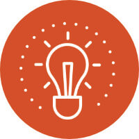 Icon of a bright idea with a light bulb